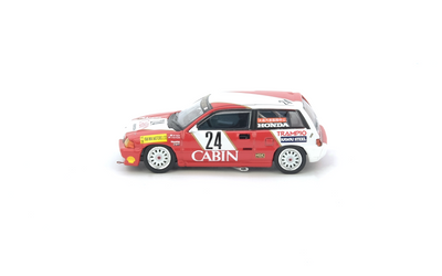 Premium scale diecast model car  – Honda Civic SI E-AT #24 Cabin Macau Guia Race 1988 2ND 1600CC Class Tomohiko Tsutsumi, 1:64 Scale Collectible