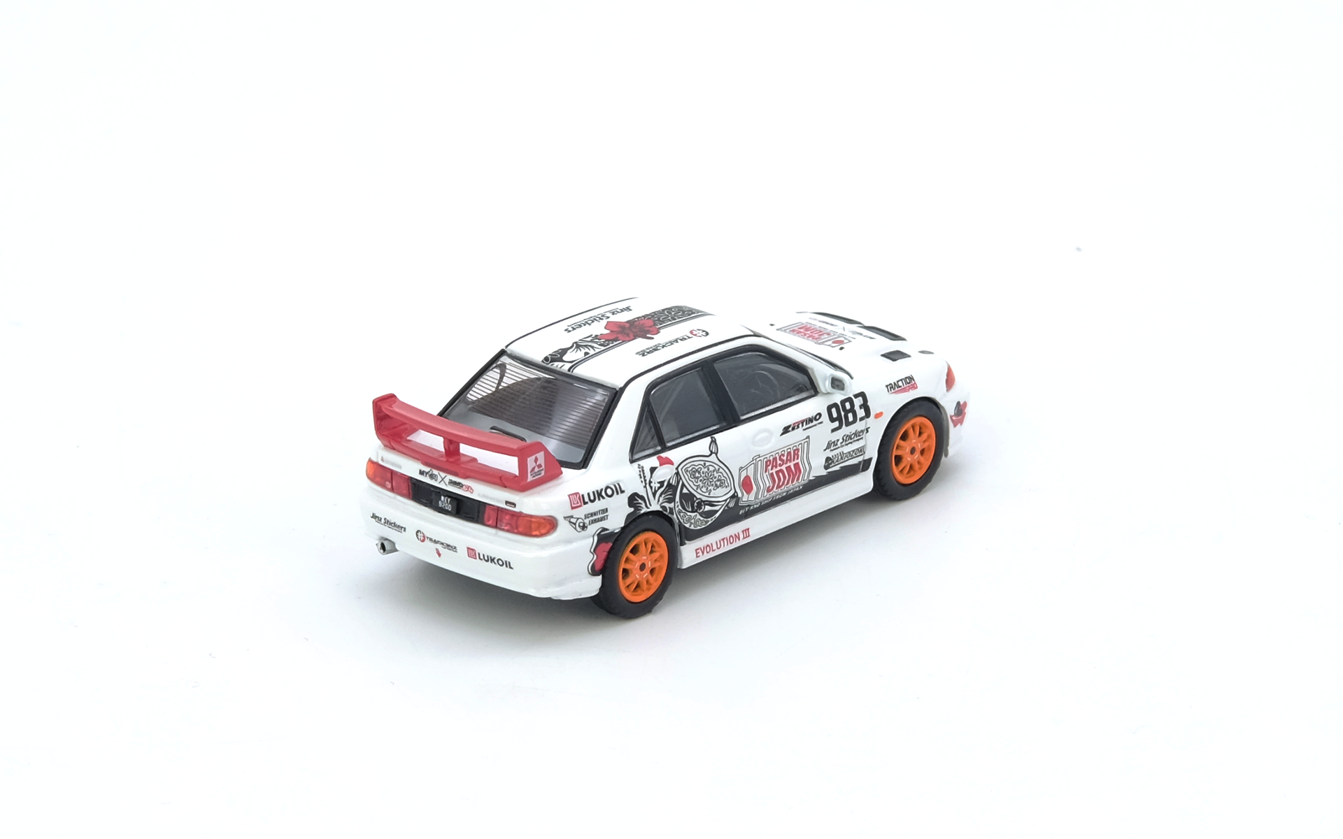 Premium scale diecast model car  – Mitsubishi Lancer Evolution III Trackerz Racing, 1:64 Scale Collectible