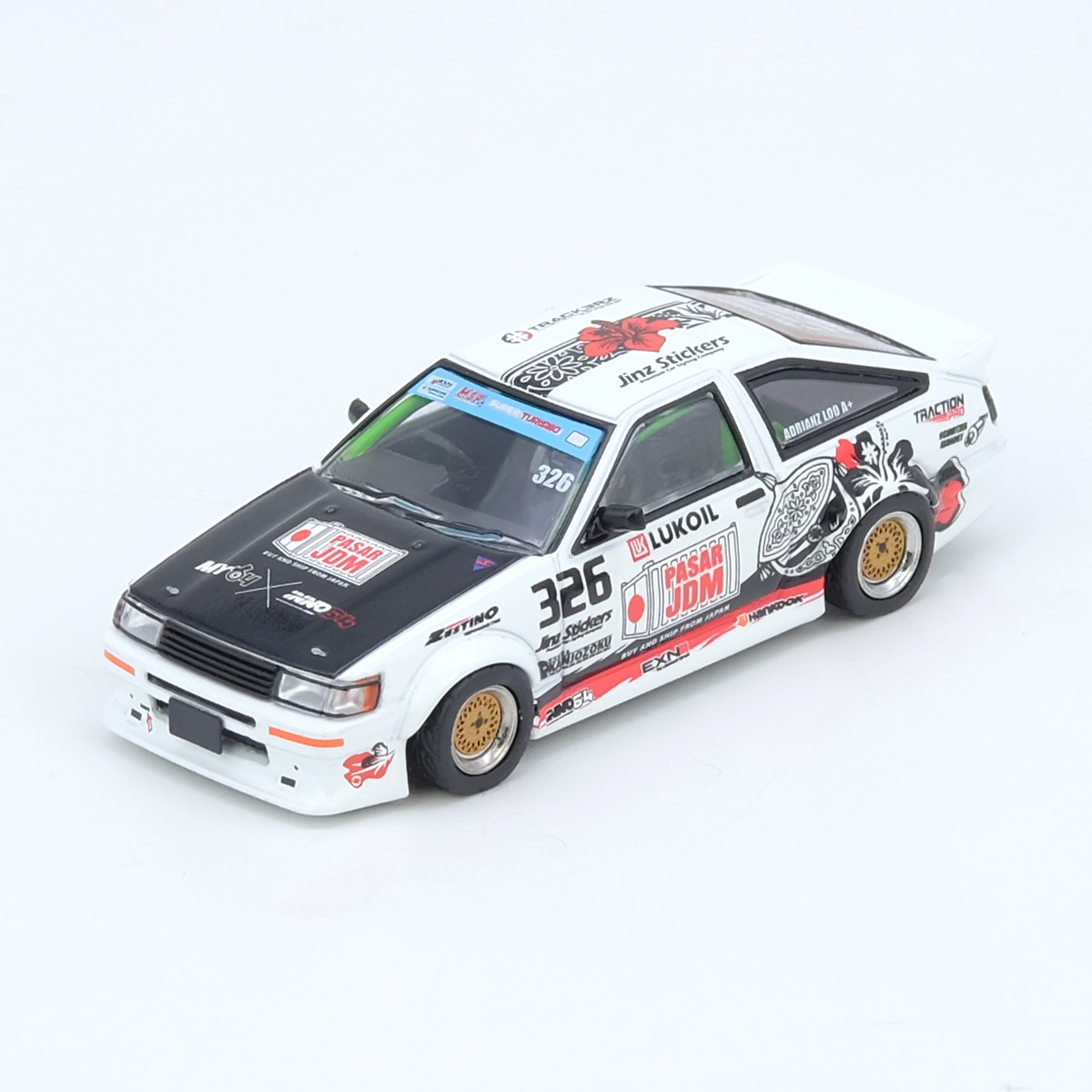 Premium scale diecast model car  – Toyota Corolla AE86 Levin Trackers Racing, 1:64 Scale Collectible