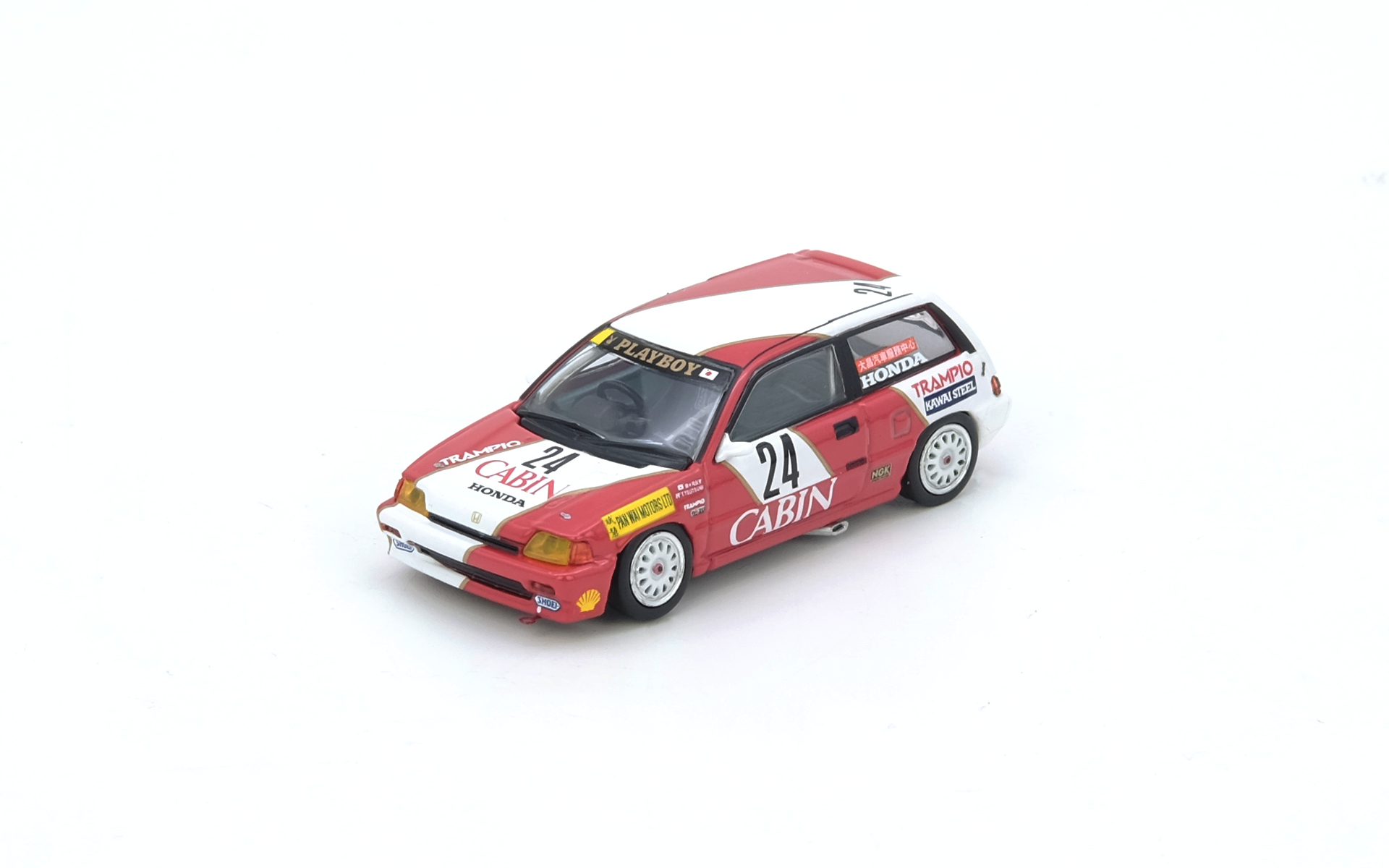 Premium scale diecast model car  – Honda Civic SI E-AT #24 Cabin Macau Guia Race 1988 2ND 1600CC Class Tomohiko Tsutsumi, 1:64 Scale Collectible