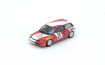 Premium scale diecast model car  – Honda Civic SI E-AT #24 Cabin Macau Guia Race 1988 2ND 1600CC Class Tomohiko Tsutsumi, 1:64 Scale Collectible