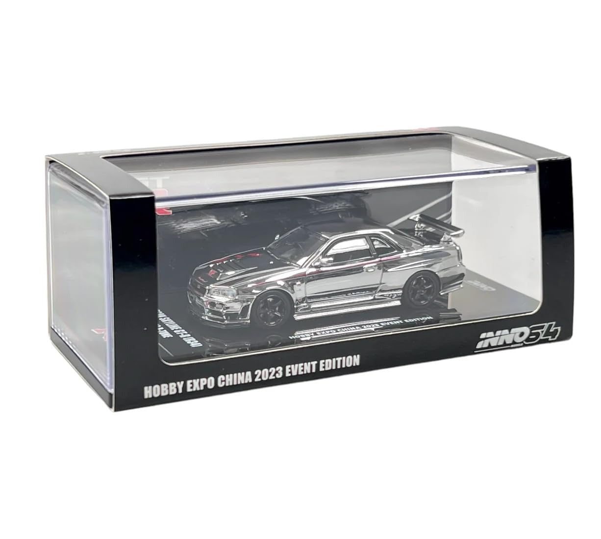Premium scale diecast model car  – *PRE-ORDER* Nissan Skyline GT-R (R34) Nismo R-Tune Silver Chrome Hobby Expo China 2023 Event Edition,1:64 Scale (Silver) Collectible