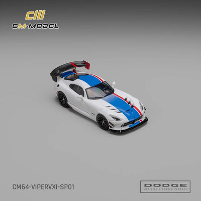 *PRE-ORDER* Dodge Viper VXI ACR, 1:64 Scale (White with Blue and Red Stripes)