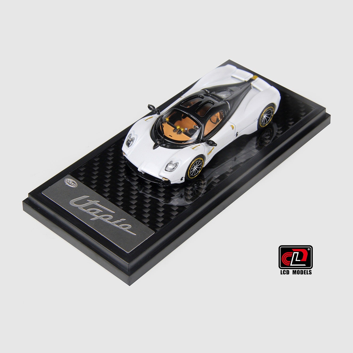 Premium scale diecast model car  – Pagani Utopia Coupe, 1:64 Scale (Black with white) Collectible