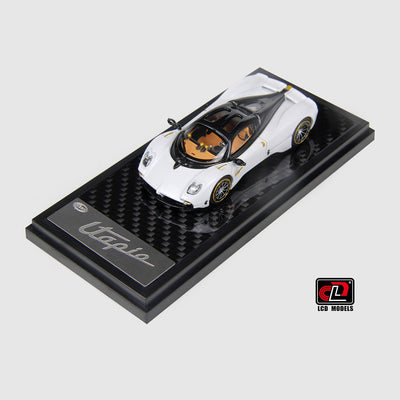 Premium scale diecast model car  – Pagani Utopia Coupe, 1:64 Scale (Black with white) Collectible