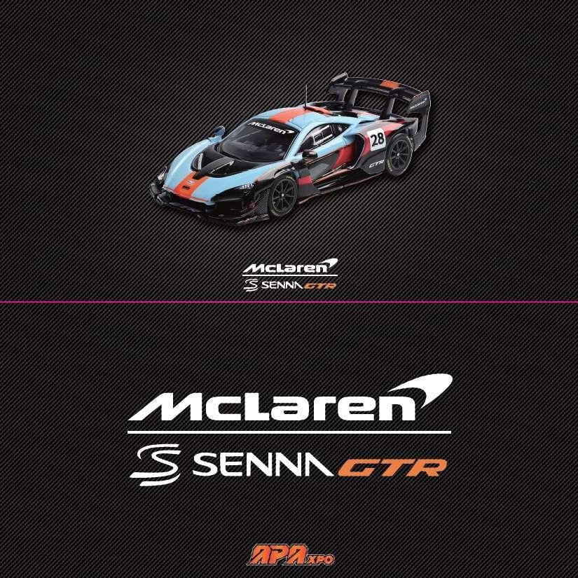 Premium scale diecast model car  – McLaren Senna GTR Foshan APA XPO Special Package 2025 1:64 Scale (Gulf Livery) Collectible