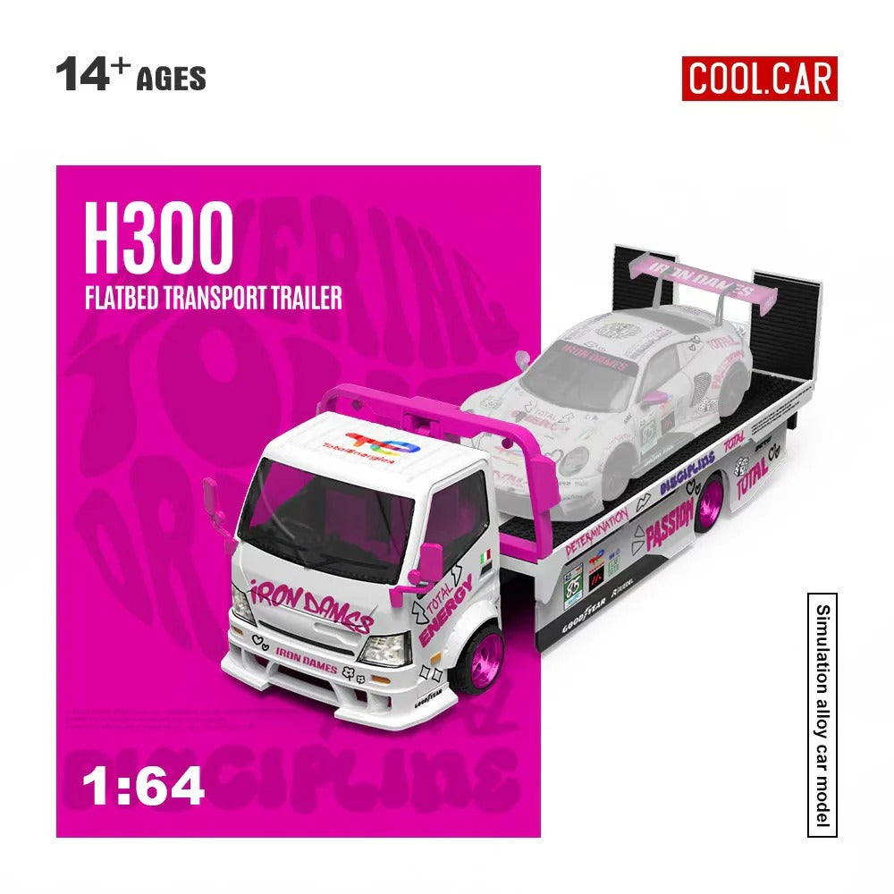 *PRE-ORDER* H300 Flatbed Transport Truck, 1:64 Scale (White & Pink)
