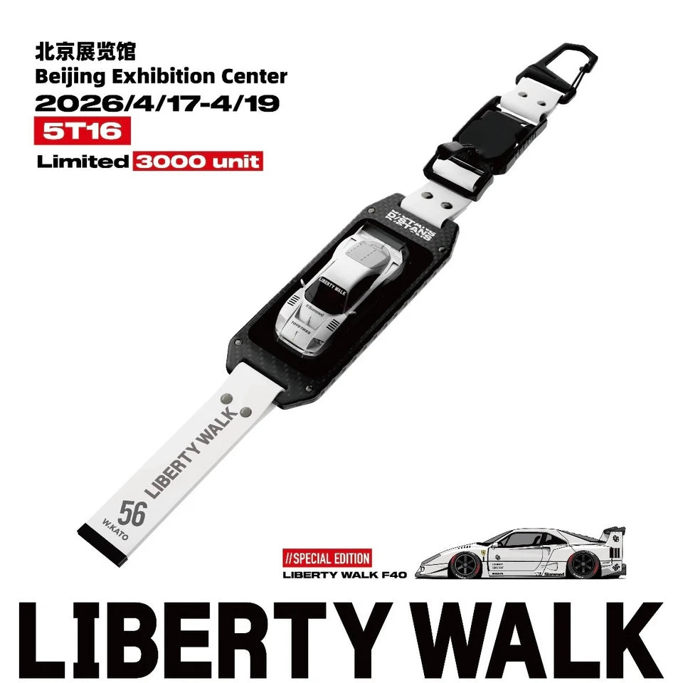 Premium scale diecast model car  – *HEC 2026* Liberty Walk F40 D/STANS (White) Chance of Chase Car, 1:64 Scale Collectible